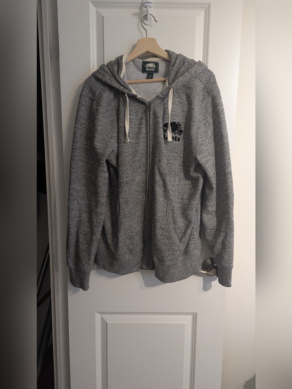 Roots Salt & Pepper Gray Full-Zip Hoodie Sweater Size L